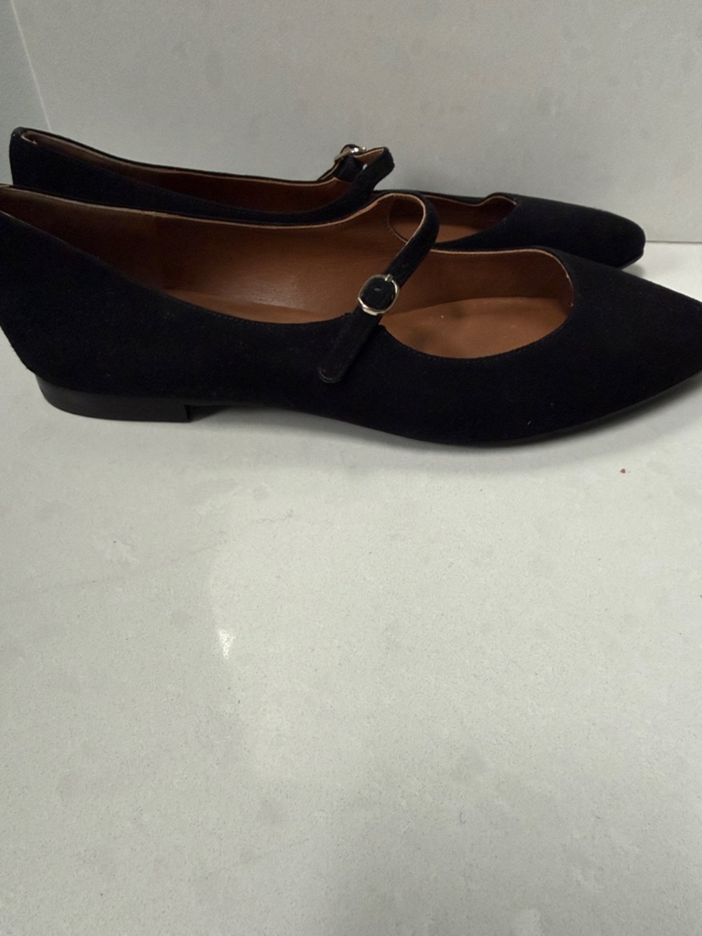 Margaux Black Suede Pointed Mary Jane Flats - Picture 3 of 3